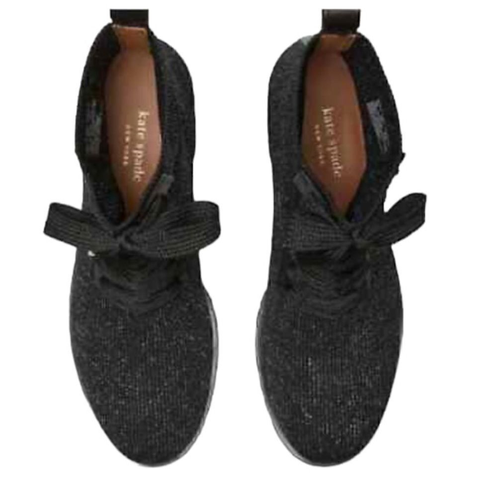 Kate Spade Merigue Knit Combat Boots Black Silver Sparkle Size 7.5 - Picture 5 of 12